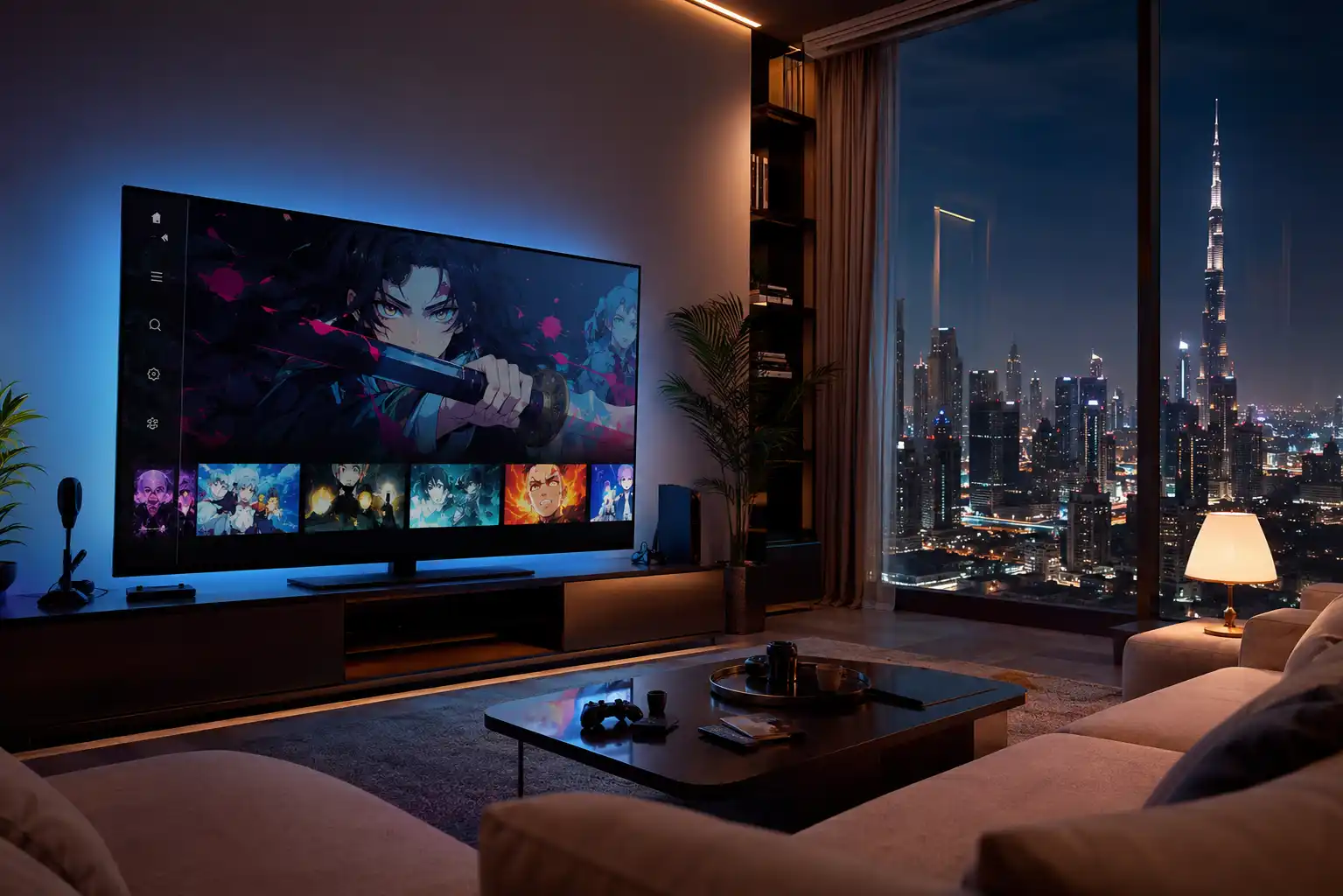 Bilibili TV streaming platform displayed on a smart TV in a modern UAE home