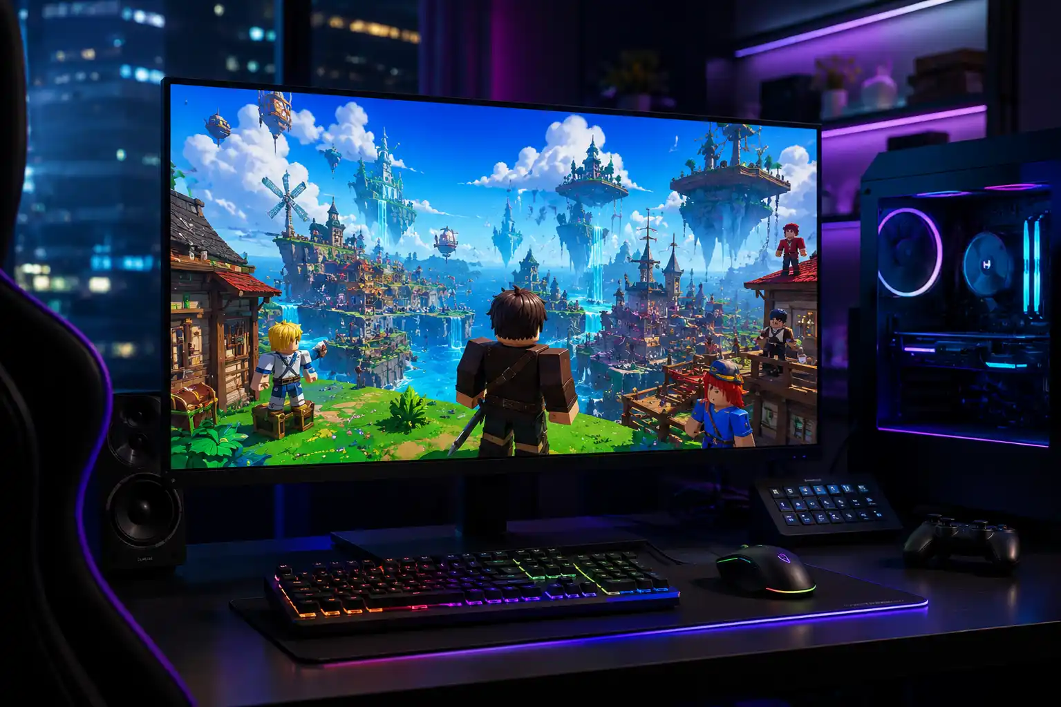 Anime-inspired Roblox gaming environment representing Blox Fruit gameplay