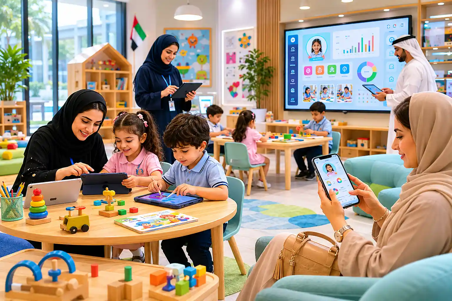 Modern UAE nursery using digital school management software
