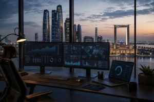 Futuristic UAE fintech and digital business portal environment