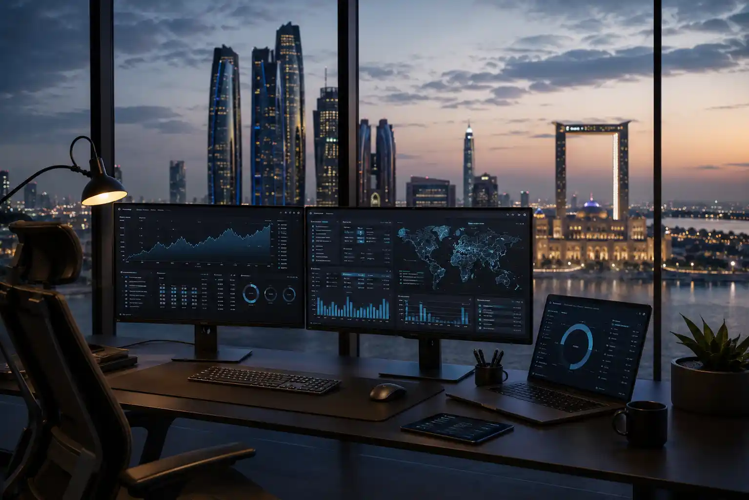 Futuristic UAE fintech and digital business portal environment