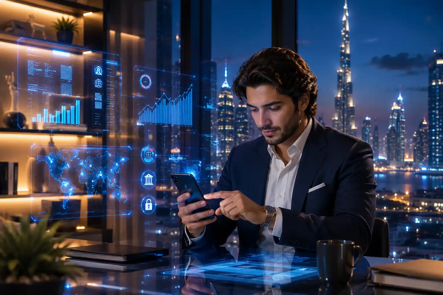 Modern mobile banking app usage in UAE digital finance ecosystem