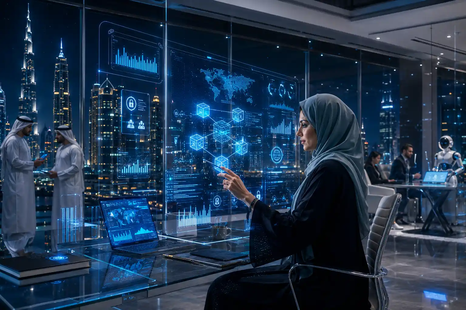 Futuristic fintech innovation and digital banking ecosystem in Dubai