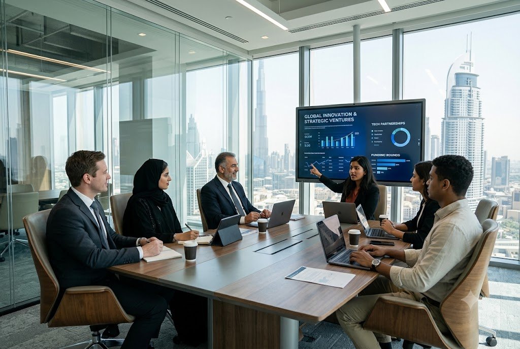 corporate venture capital investors meeting startup founders in the UAE